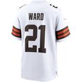Yuxns C.Browns #21 Denzel Ward White Game Stitched Jerseys