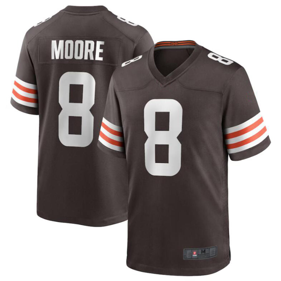 Yuxns C.Browns #8 Elijah Moore Brown Game Retired Player Jersey American Stitched Jerseys