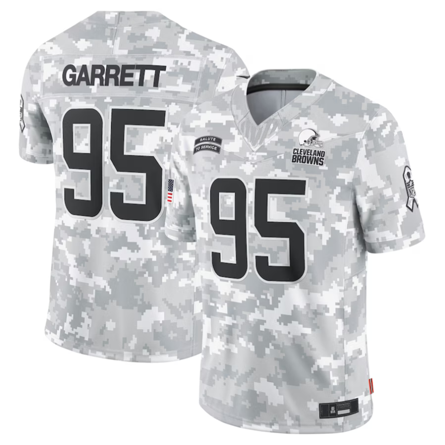 YuxnsC.Browns #95 Myles Garrett Player Arctic Camo Salute to Service Limited Stitched Jerseys