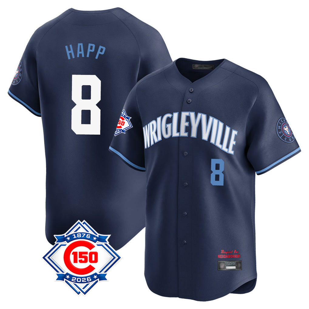 Yuxns C.Cubs #8 Ian Happ Player Navy City Connect Home Game Stitched Jerseys