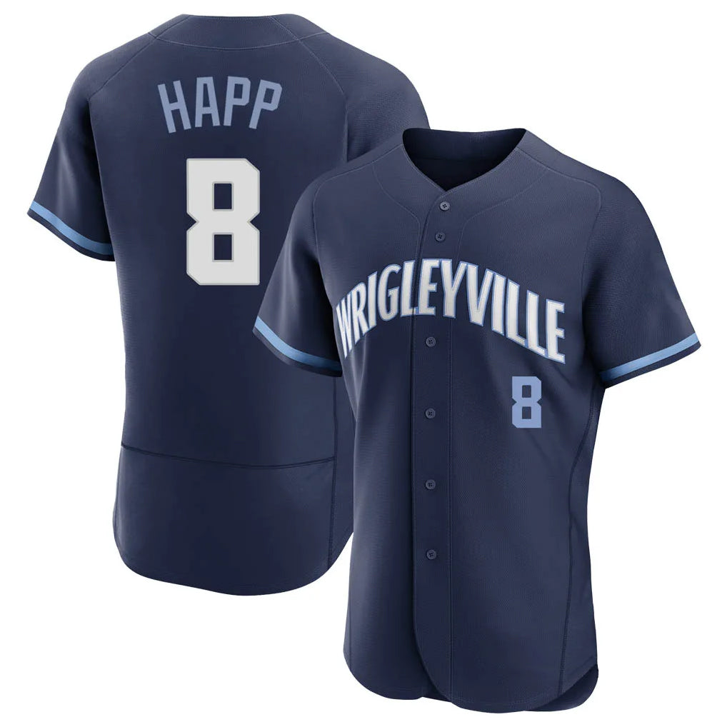 Yuxns C.Cubs #8 Ian Happ Player Navy City Connect Limited Elite Home Stitched Jerseys