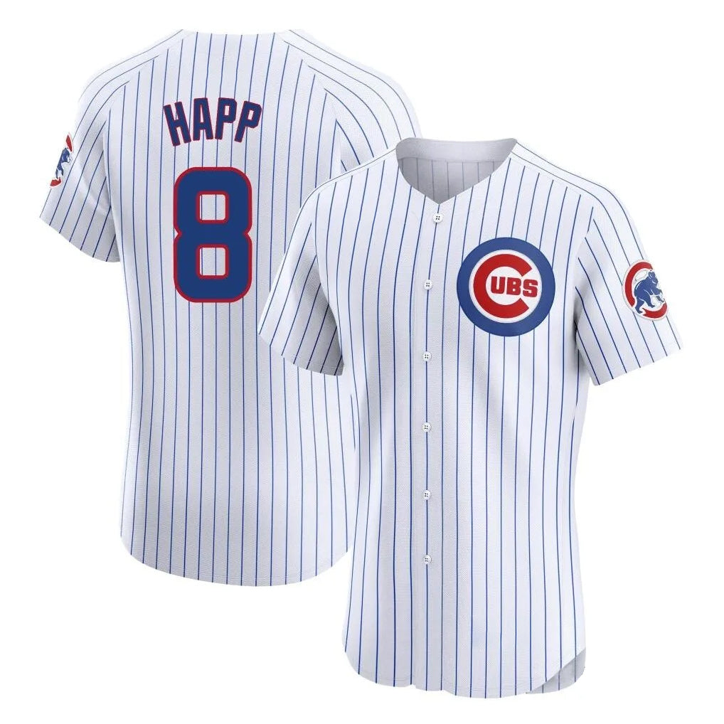 Yuxns C.Cubs #8 Ian Happ Player White Limited Elite Home Game Stitched Jerseys