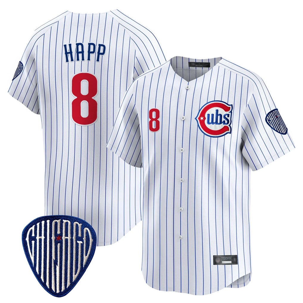 Yuxns C.Cubs #8 Ian Happ Player White Pinstripe Vapor Premier Limited Home Stitched Jerseys