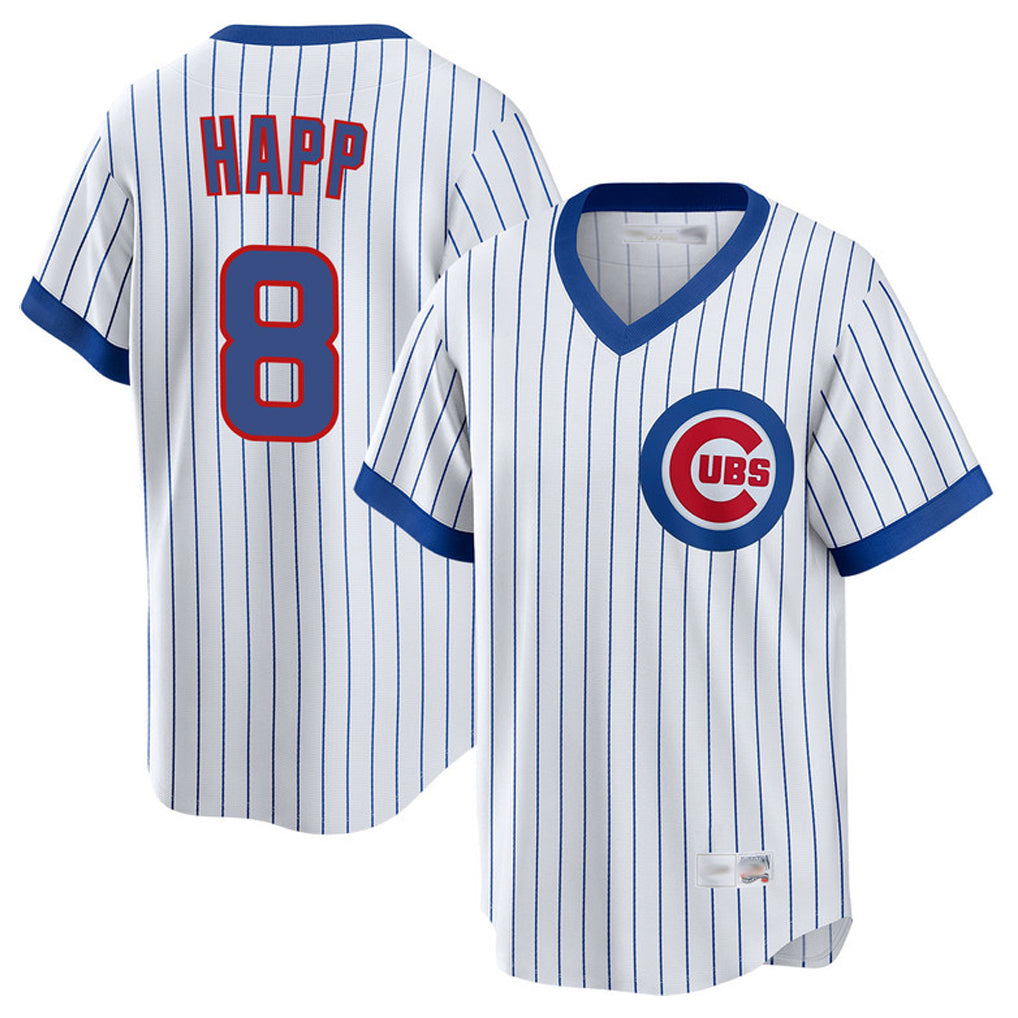 Yuxns C.Cubs #8 Ian Happ Player White T-shirt Cooperstown Collection Limited Stitched Jerseys