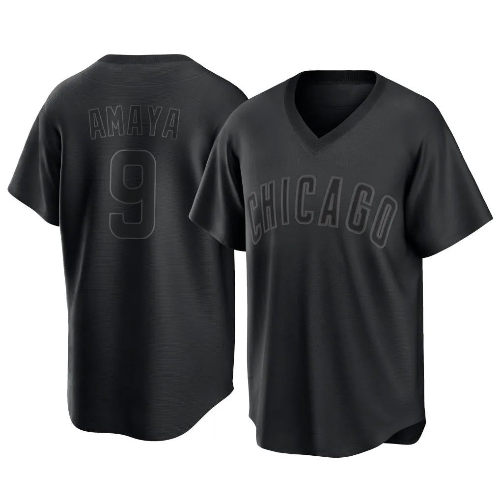 Yuxns C.Cubs #9 Miguel Amaya Player Black T-shirt Home Game Stitched Jerseys
