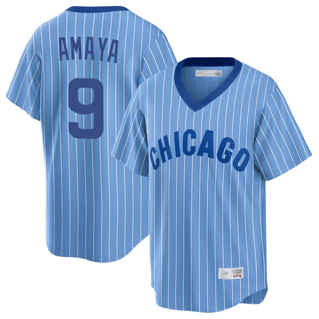 Yuxns C.Cubs #9 Miguel Amaya Player Blue T-shirt Cooperstown Collection Limited Stitched Jerseys