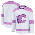 Yuxns C.Flames White 2024 Hockey Fights Cancer Practice Jerseys
