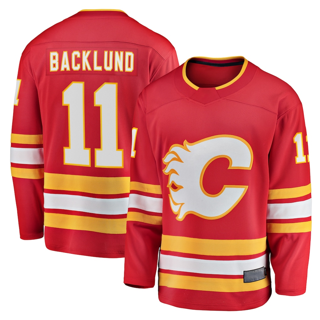 Yuxns C.Flames #11 Mikael Backlund Red Home Breakaway Player Jerseys