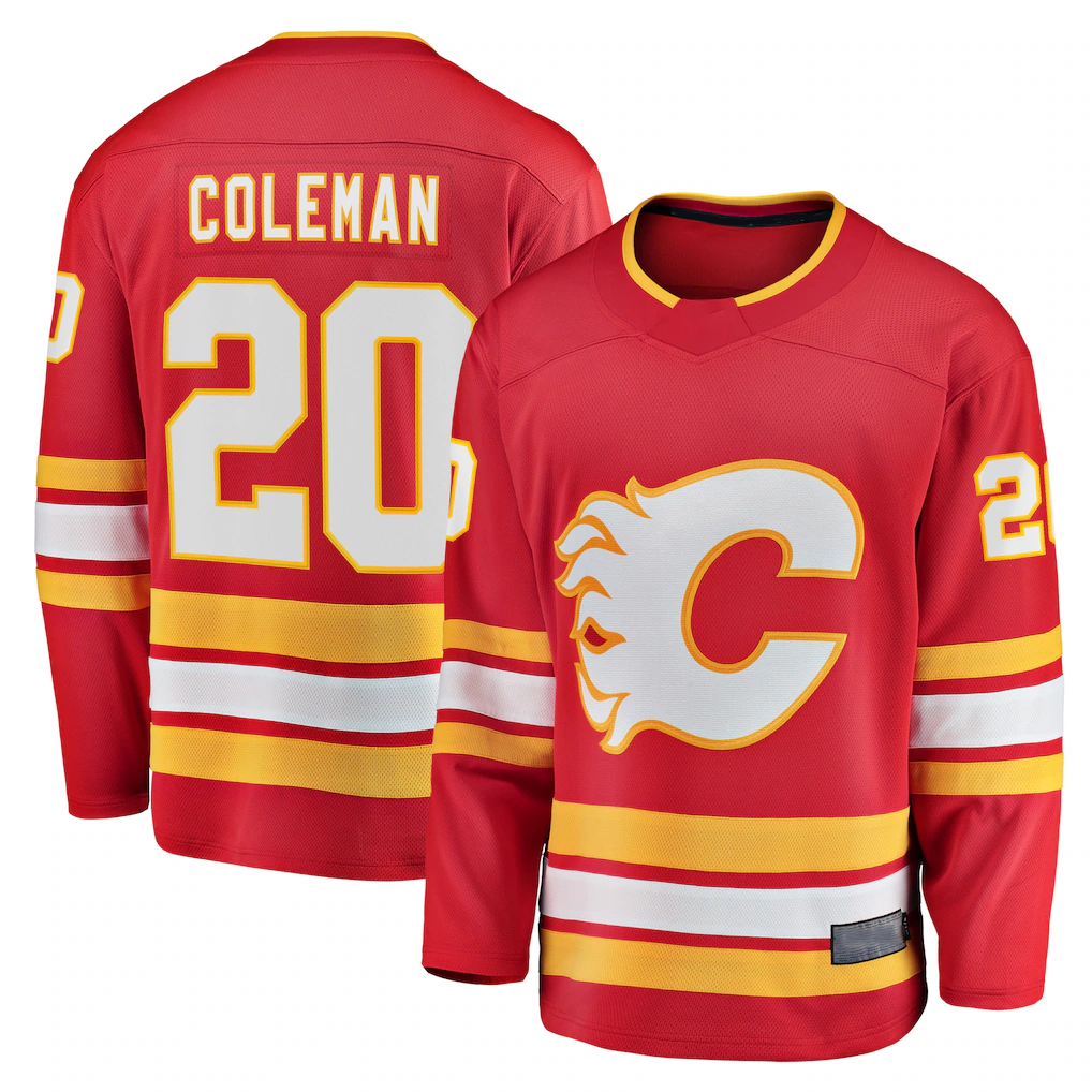 Yuxns C.Flames #20 Blake Coleman Red Home Breakaway Player Jerseys