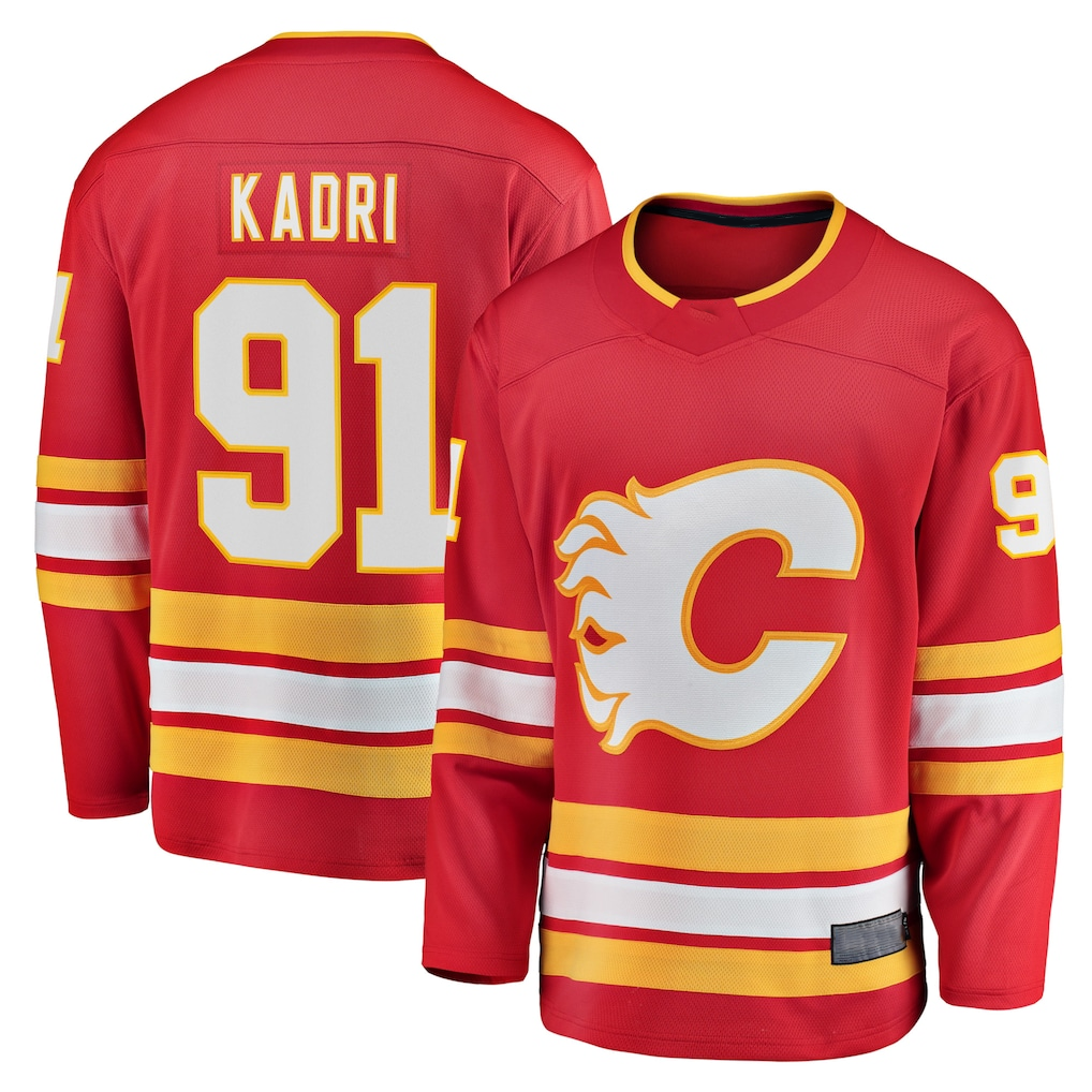 Yuxns C.Flames #91 Nazem Kadri Red Home Breakaway Player Jerseys