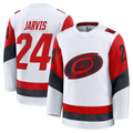Yuxns C.Hurricanes #24 Seth Jarvis White Away Premium Stitched Jerseys