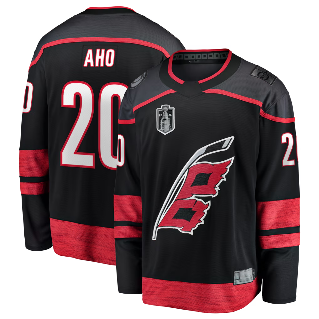 Yuxns C.Hurricanes #26 Sebastian Aho Black 2026 Stanley Cup Final Home Breakaway Stitched Jerseys