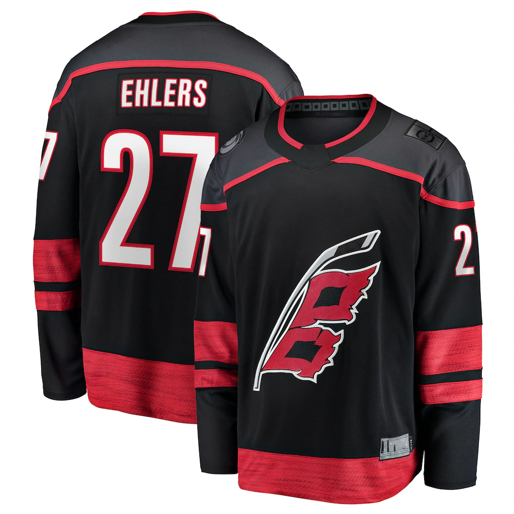 Yuxns C.Hurricanes #27 Nikolaj Ehlers Black Home Breakaway Stitched Jerseys