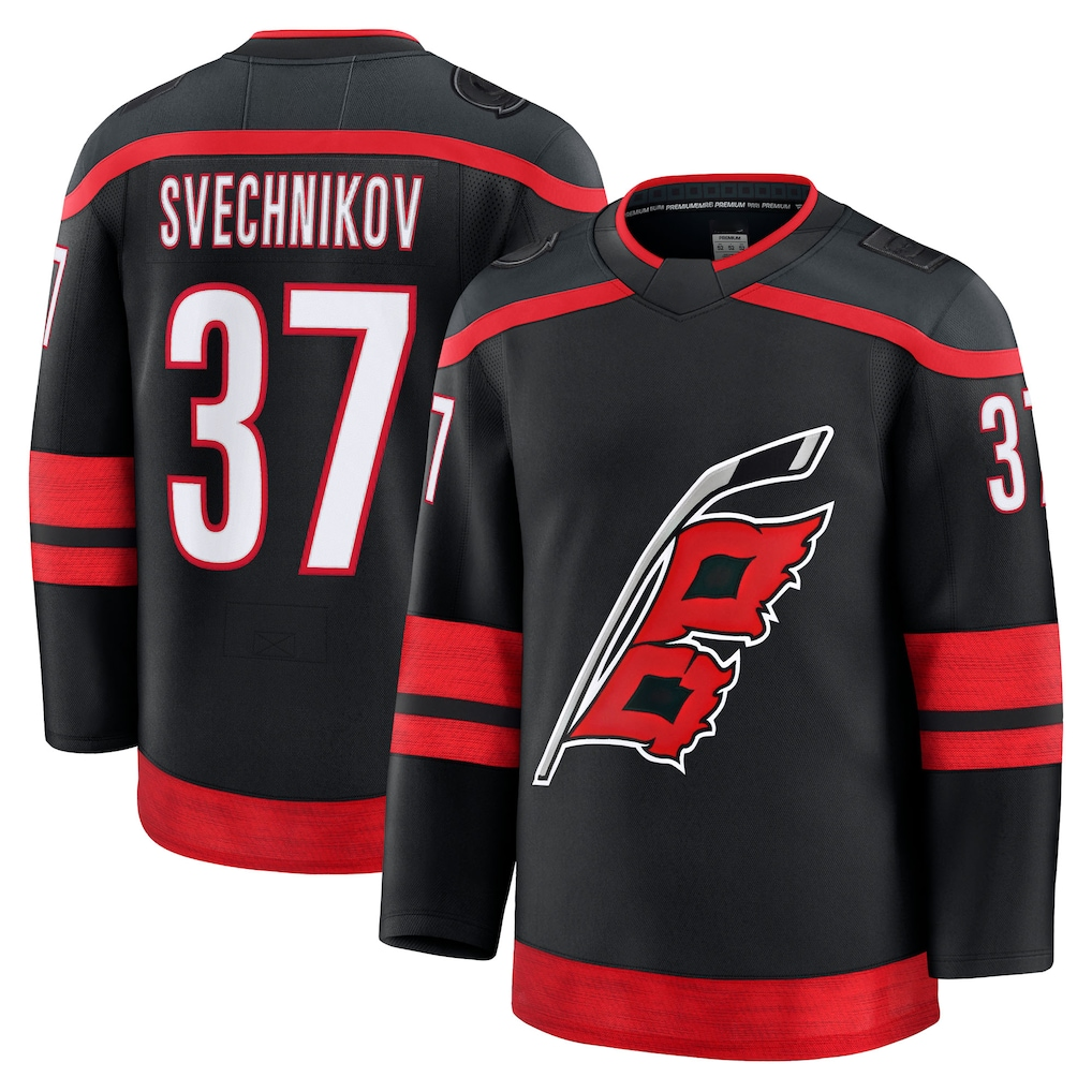 Yuxns C.Hurricanes #37 Andrei Svechnikov Black Home Premium Stitched Jerseys