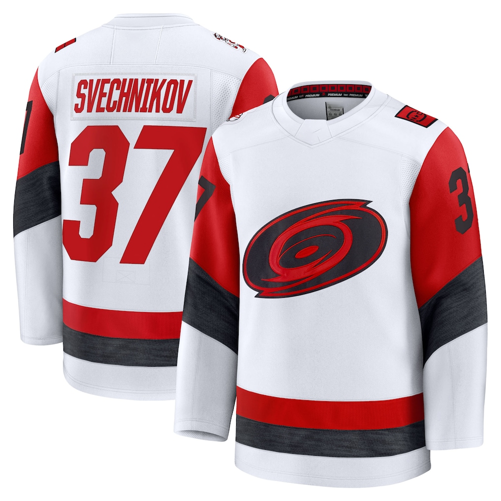 Yuxns C.Hurricanes #37 Andrei Svechnikov White Away Premium Stitched Jerseys