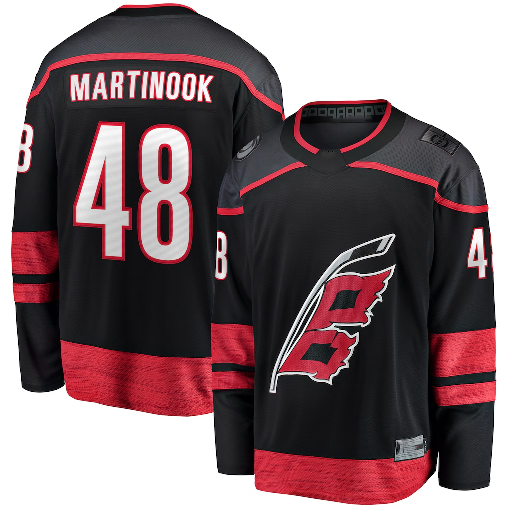 Yuxns C.Hurricanes #48 Jordan Martinook Black Home Breakaway Stitched Jerseys