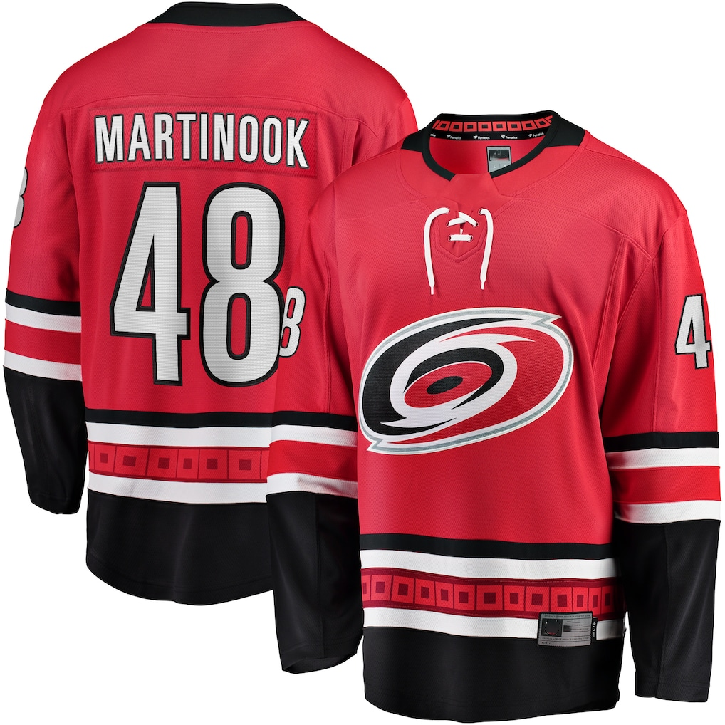 Yuxns C.Hurricanes #48 Jordan Martinook Red Alternate Breakaway Player Stitched Jerseys