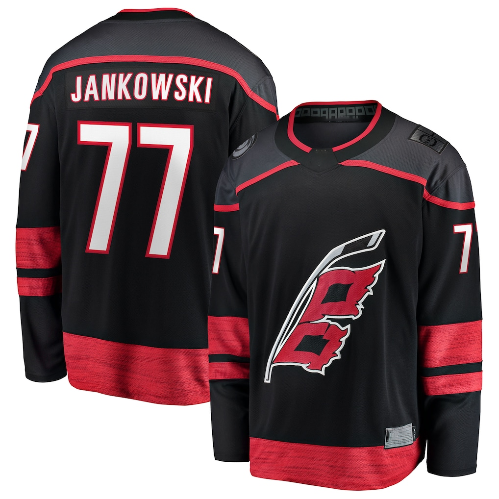 Yuxns C.Hurricanes #77 Mark Jankowski Black Home Breakaway Stitched Jerseys