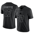 Yuxns C.Panthers #17 Xavier Legette Player Black REFLECTIVE Limited Stitched Jerseys