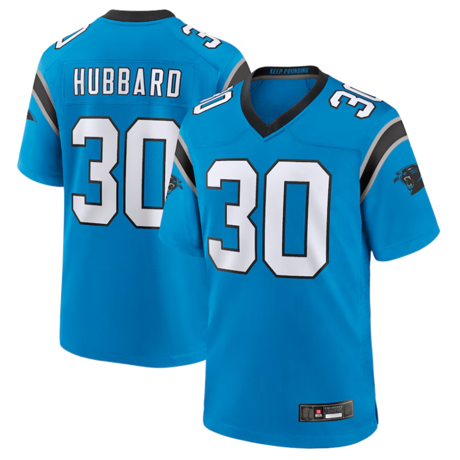Yuxns C.Panthers #30 Chuba Hubbard Player Blue Game Stitched Jerseys