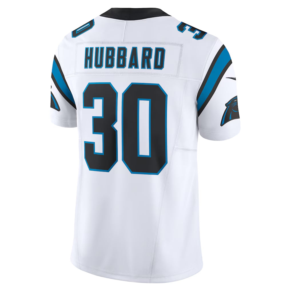 Yuxns C.Panthers #30 Chuba Hubbard Player White Vapor F.U.S.E. Limited Stitched Jerseys