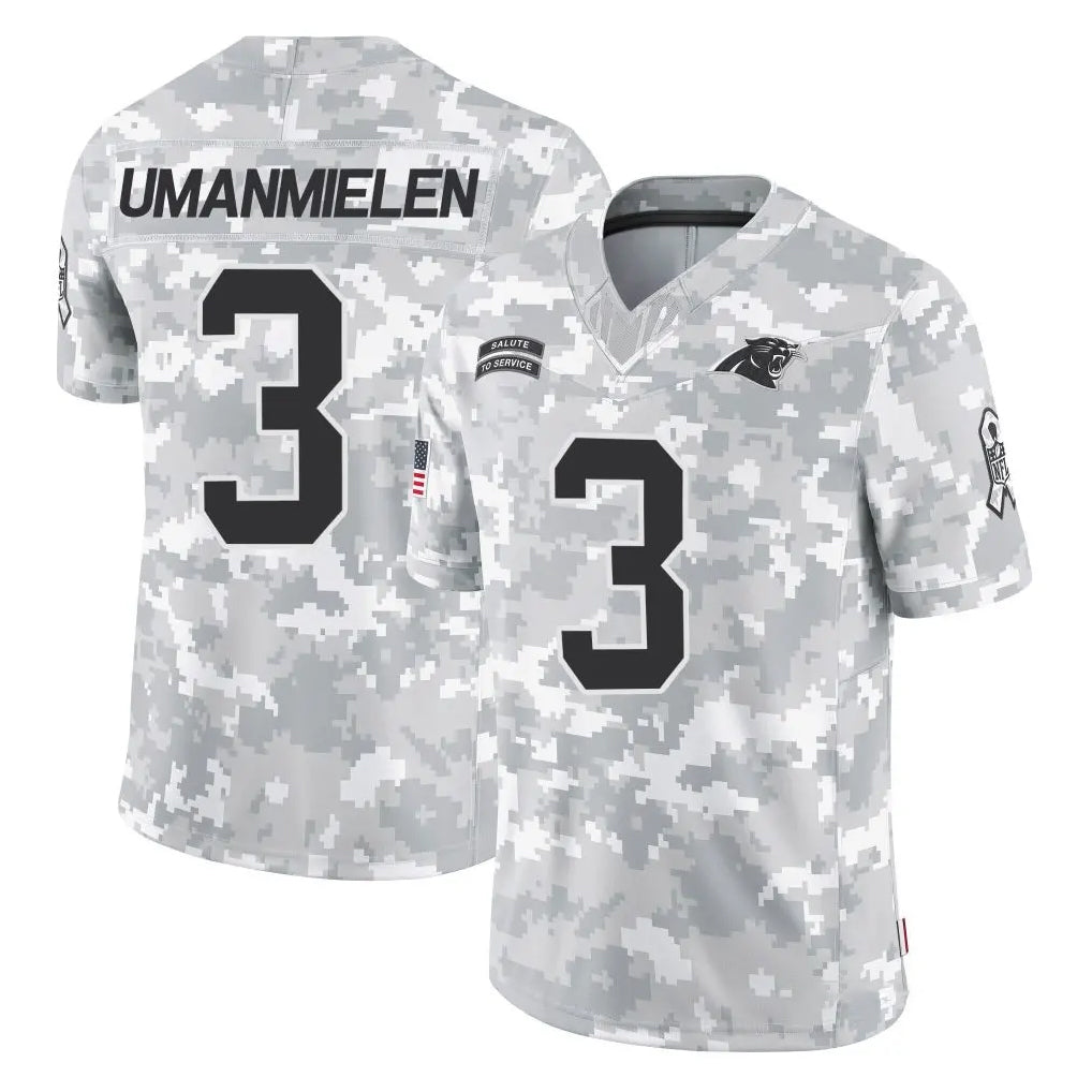 Yuxns C.Panthers #3 Princely Umanmielen Player Arctic Camo Salute to Service Limited Game Stitched Jerseys