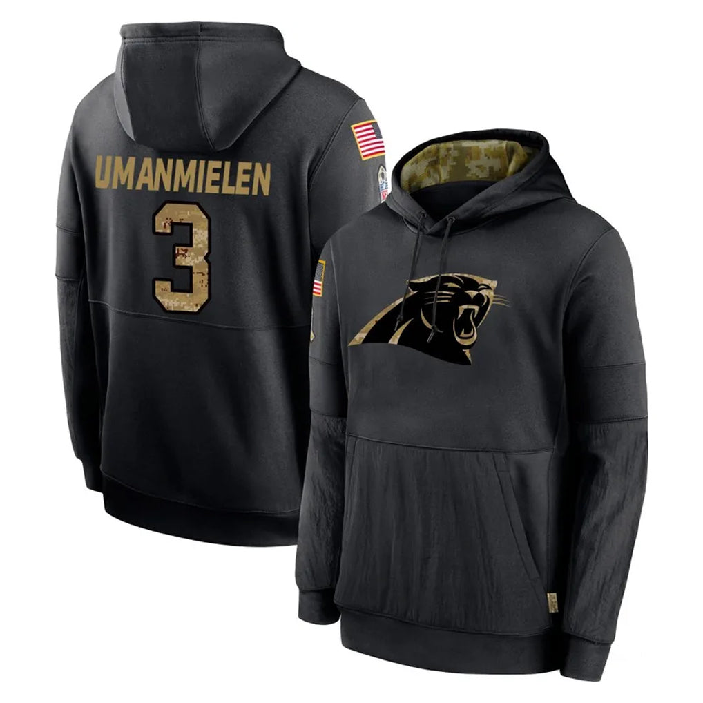 Yuxns C.Panthers #3 Princely Umanmielen Player Black Salute to Service Pullover Hoodies Limited Game Stitched Jerseys