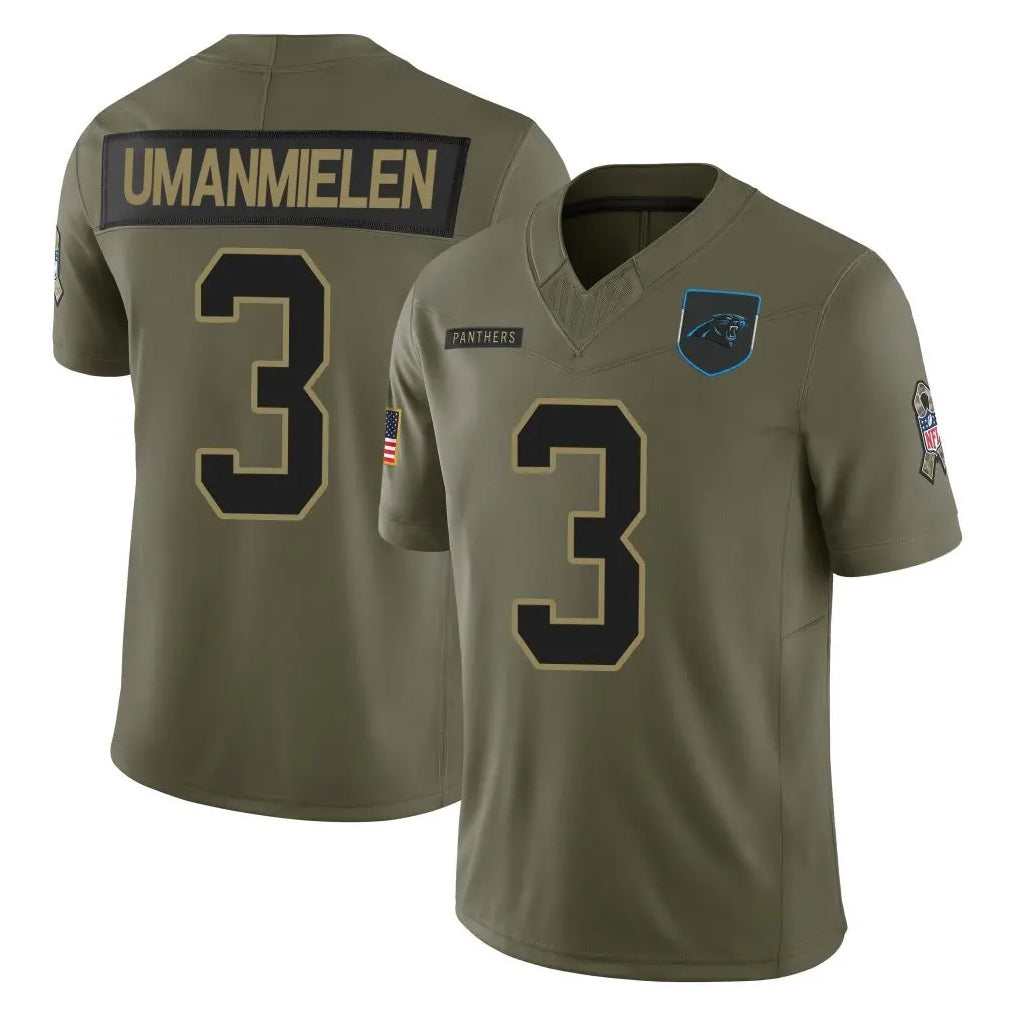 Yuxns C.Panthers #3 Princely Umanmielen Player Olive 2025 Salute to Service Limited Game Stitched Jerseys