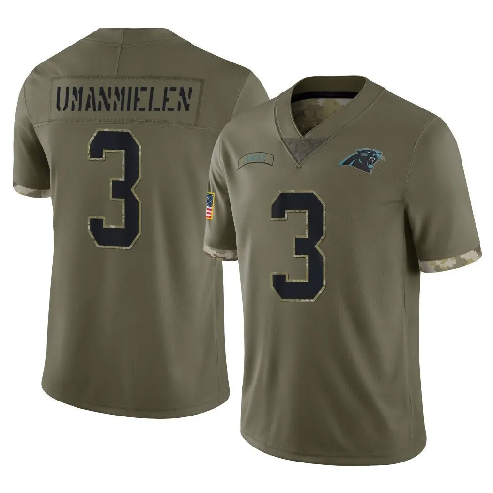 Yuxns C.Panthers #3 Princely Umanmielen Player Olive Salute to Service Game Stitched Jerseys