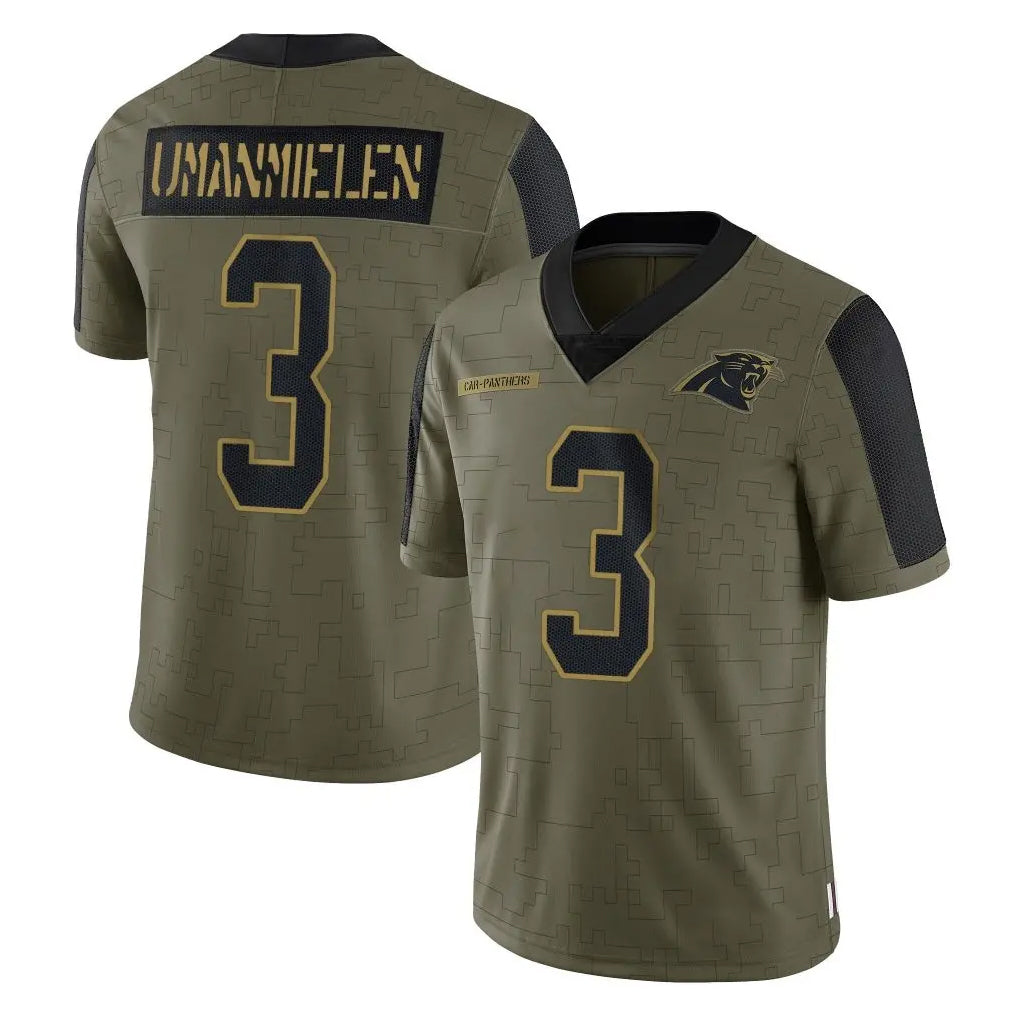 Yuxns C.Panthers #3 Princely Umanmielen Player Olive Salute to Service Limited Game Stitched Jerseys