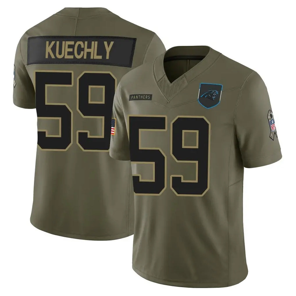 Yuxns C.Panthers #59 Luke Kuechly Player Olive Salute To Service Limited Stitched Jerseys