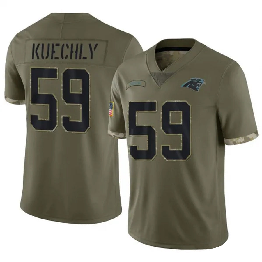 Yuxns C.Panthers #59 Luke Kuechly Player Salute To Service Olive Stitched Jerseys