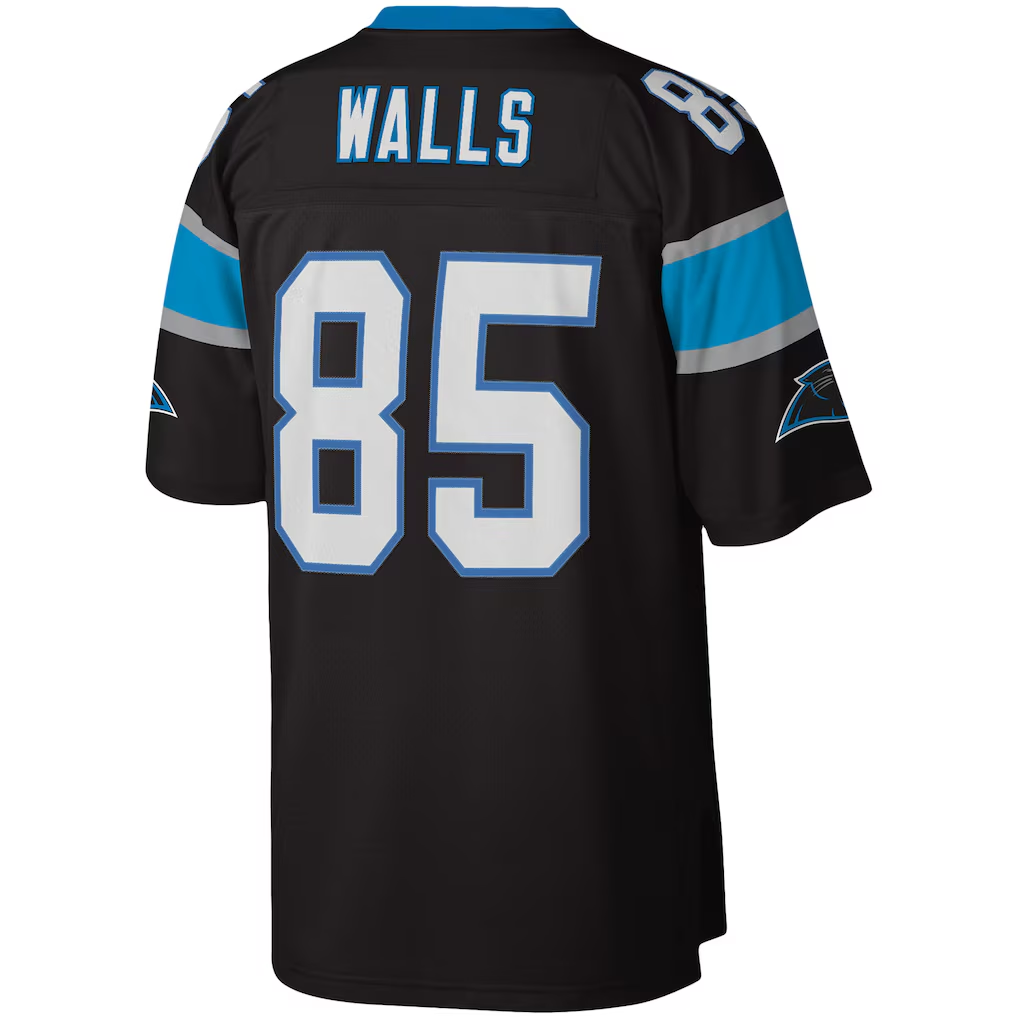Yuxns C.Panthers #85 Wesley Walls Mitchell & Ness Black Legacy Replica Jersey