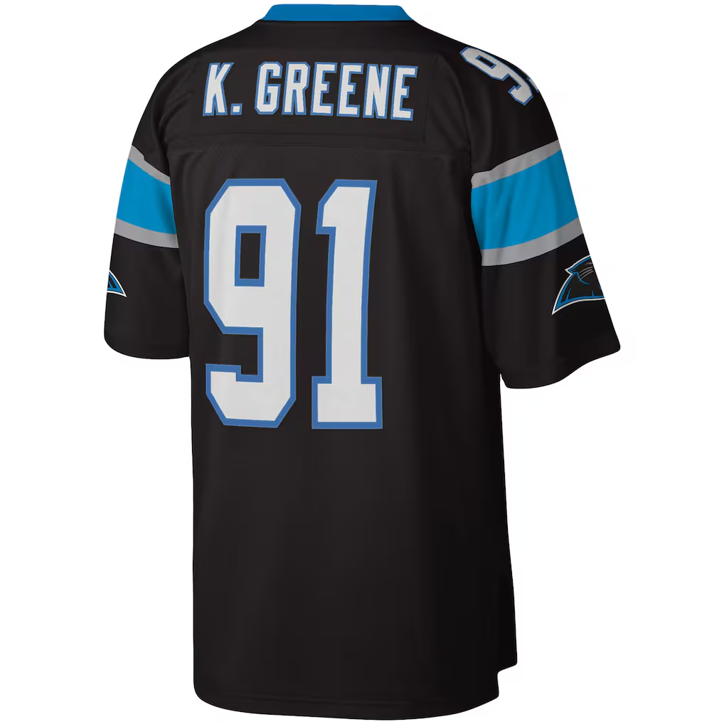 Yuxns C.Panthers #91 Kevin Greene Mitchell & Ness Black Legacy Replica Stitched Jerseys