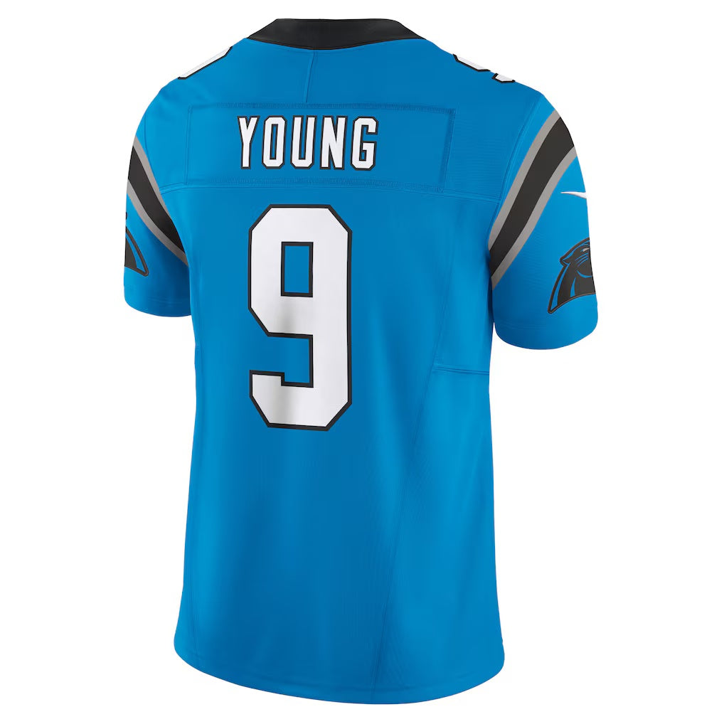 Yuxns C.Panthers #9 Bryce Young Blue Vapor F.U.S.E. Limited Stitched Jerseys