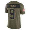 Yuxns C.Panthers #9 Bryce Young Olive 2025 Salute to Service Limited Stitched Jerseys