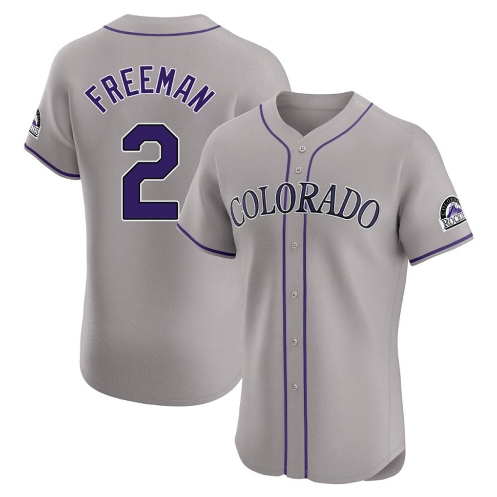 Yuxns  C.Rockies #2 Tyler Freeman Player Gray Limited Elite Home Stitched Jerseys