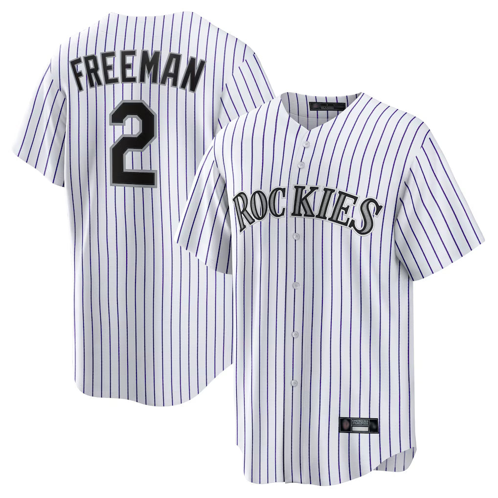 Yuxns  C.Rockies #2 Tyler Freeman Player White Game Home Stitched Jerseys