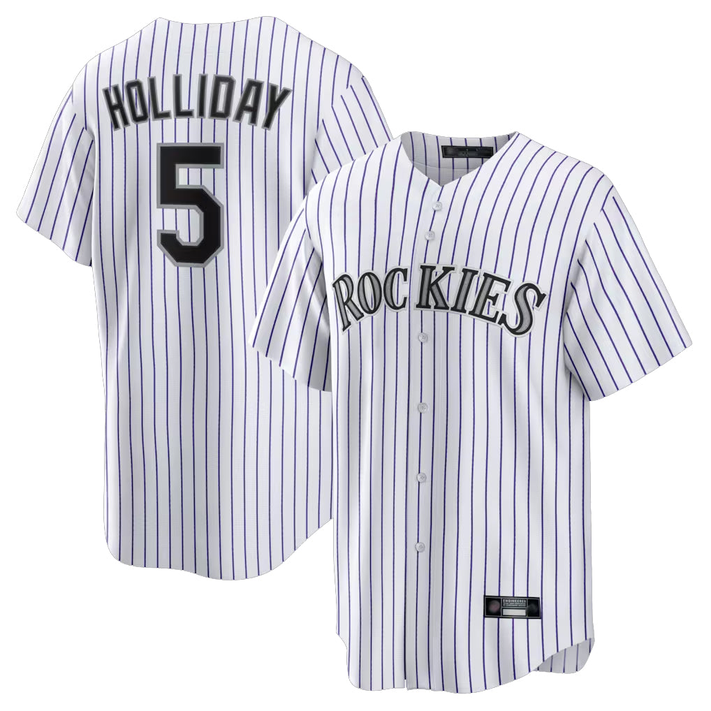 Yuxns C.Rockies #5 Matt Holliday Player White Game Home Stitched Jerseys