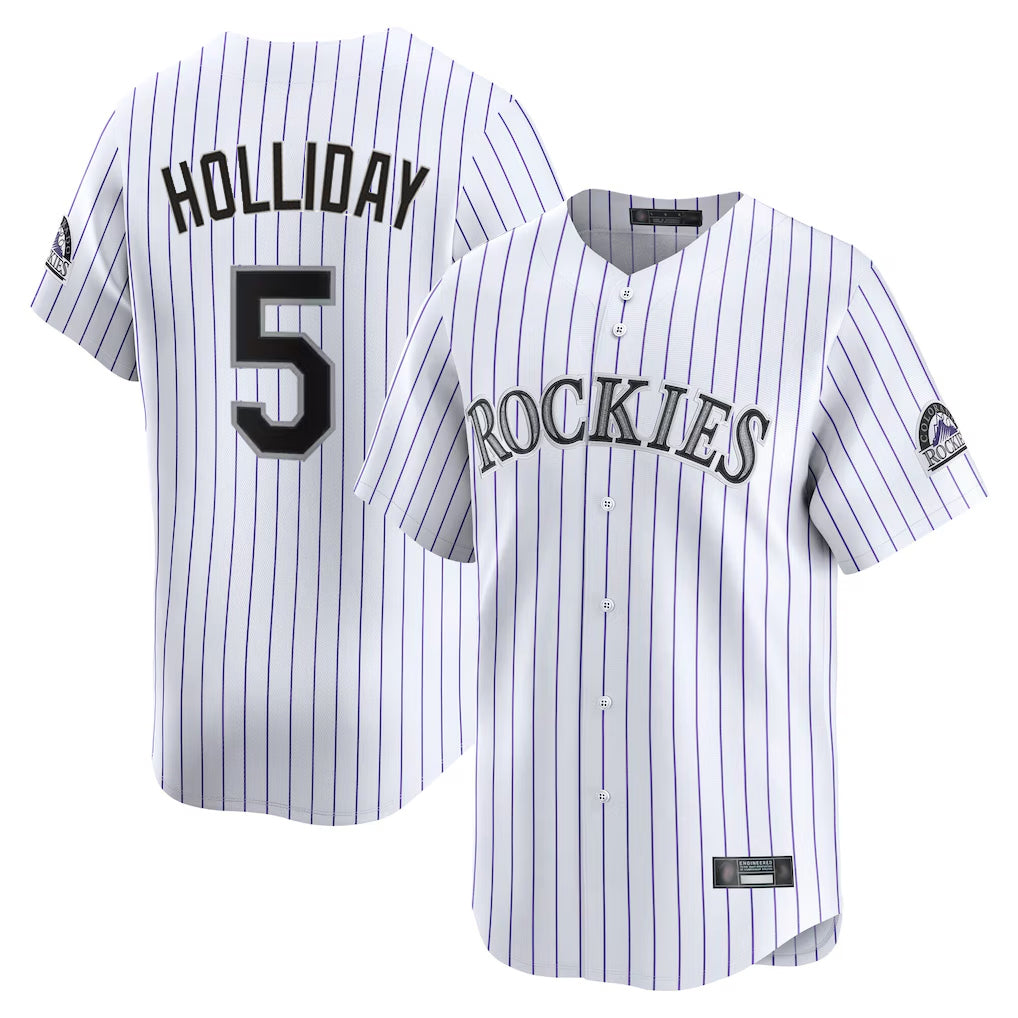 Yuxns C.Rockies #5 Matt Holliday Player White Limited Home Stitched Jerseys