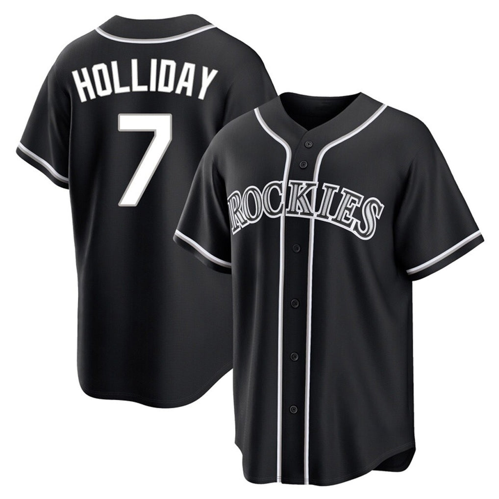 Yuxns C.Rockies #7 Matt Holliday Player Black Fashion Out Home Game Stitched Jerseys