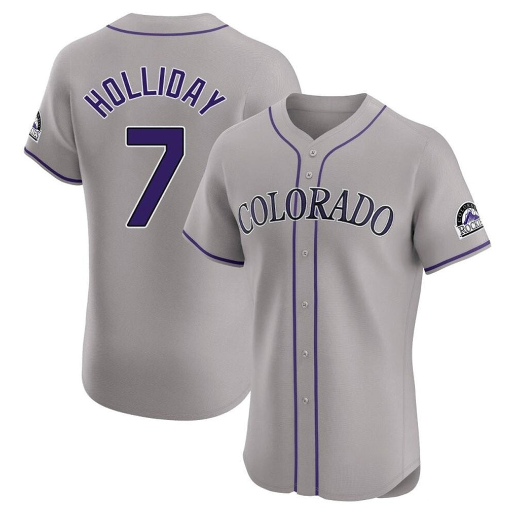 Yuxns C.Rockies #7 Matt Holliday Player Gray Limited Elite Home Stitched Jerseys