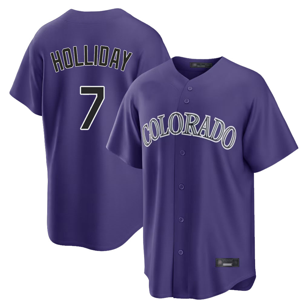 Yuxns  C.Rockies #7 Matt Holliday Player Purple Game Home Stitched Jerseys
