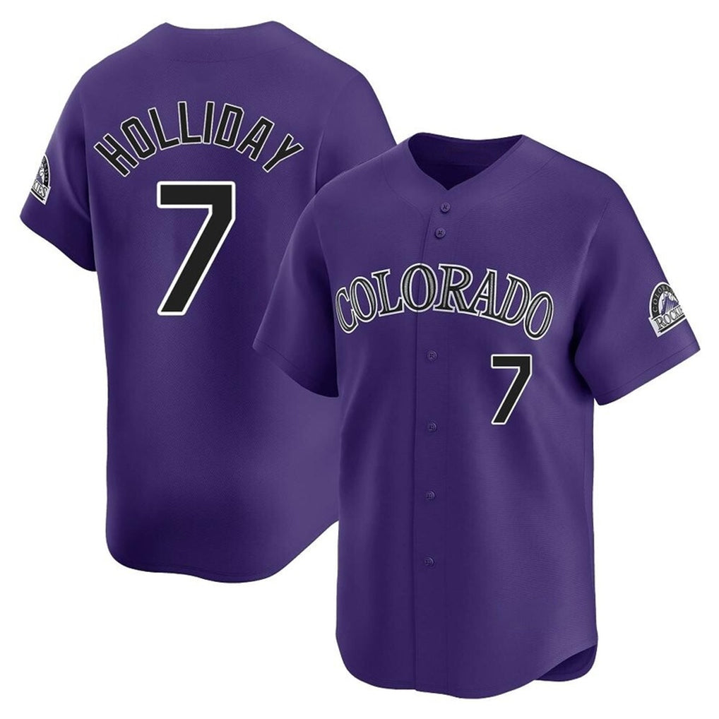 Yuxns C.Rockies #7 Matt Holliday Player Purple Limited Home Stitched Jerseys