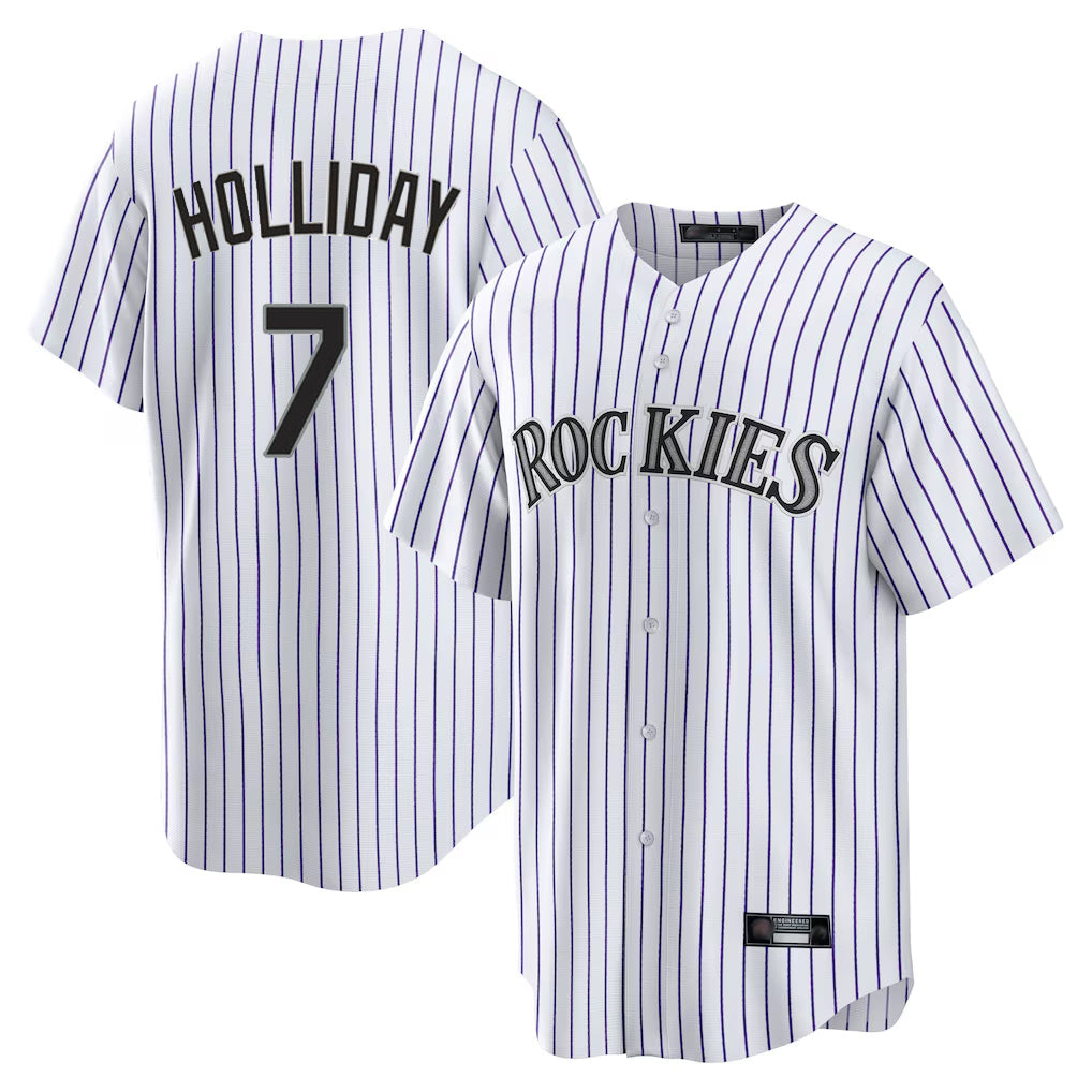 Yuxns C.Rockies #7 Matt Holliday Player White Game Home Stitched Jerseys