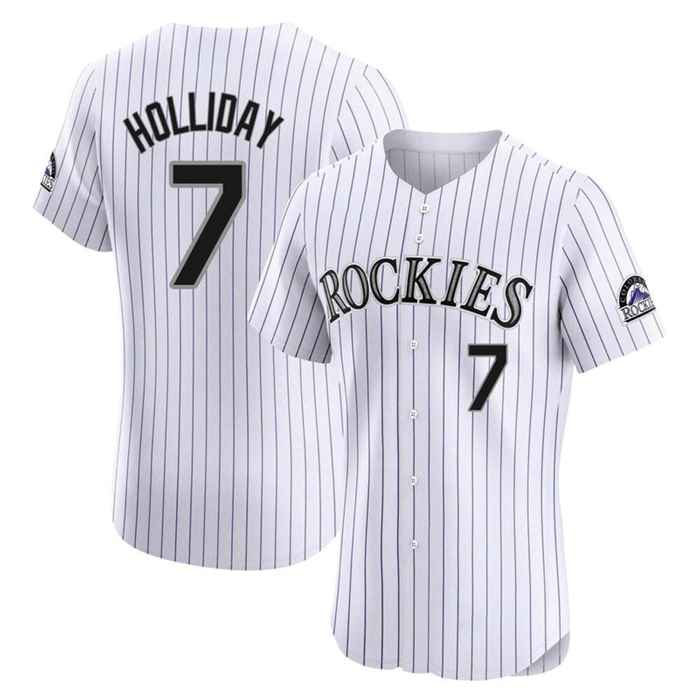 Yuxns C.Rockies #7 Matt Holliday Player White Limited Elite Home Stitched Jerseys
