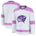 Yuxns CB.Jackets White 2024 Hockey Fights Cancer Practice Jersey