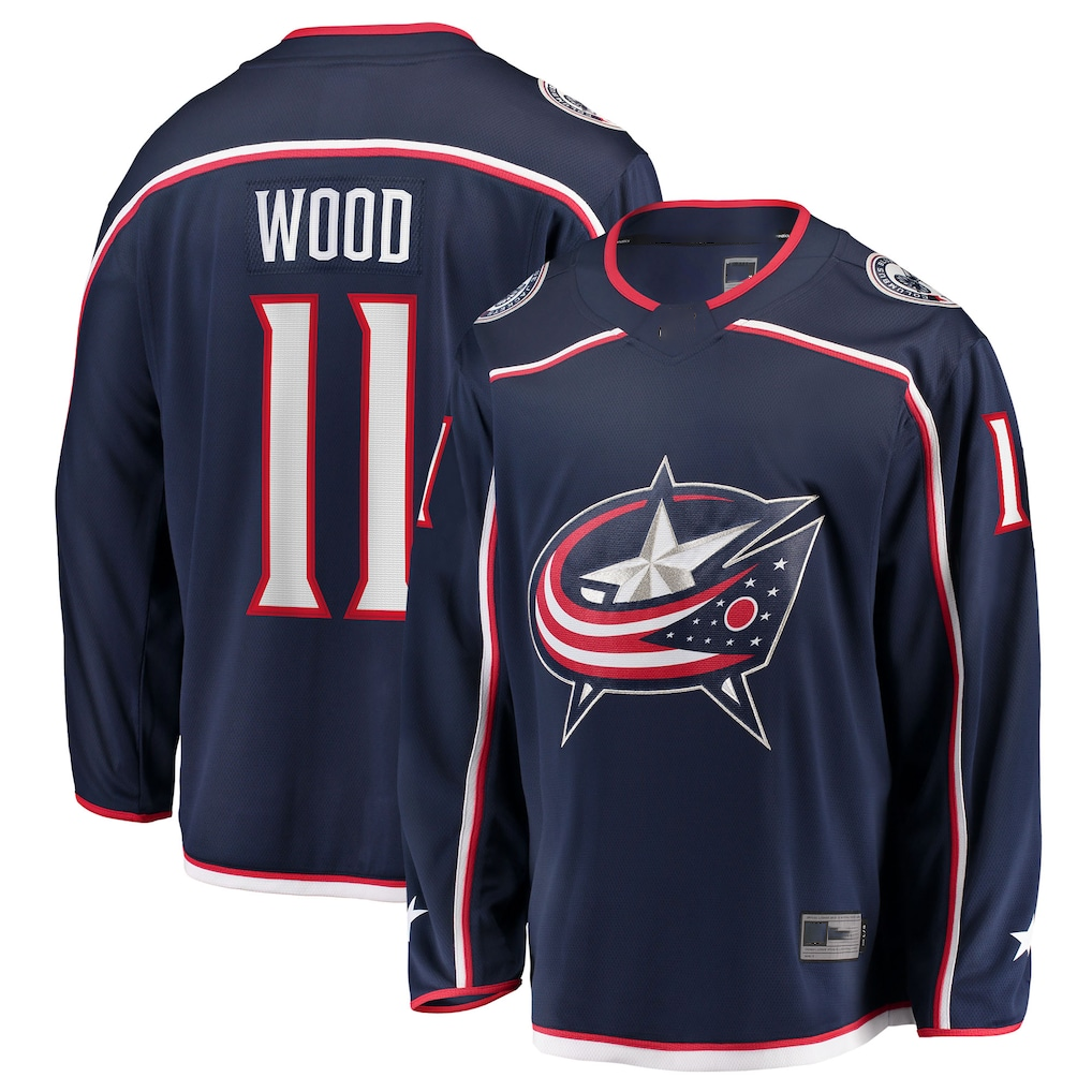 Yuxns CB.Jackets #11 Miles Wood Navy Home Breakaway Jersey