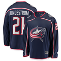 Yuxns CB.Jackets #21 Isac Lundestrom Navy Home Breakaway Jersey