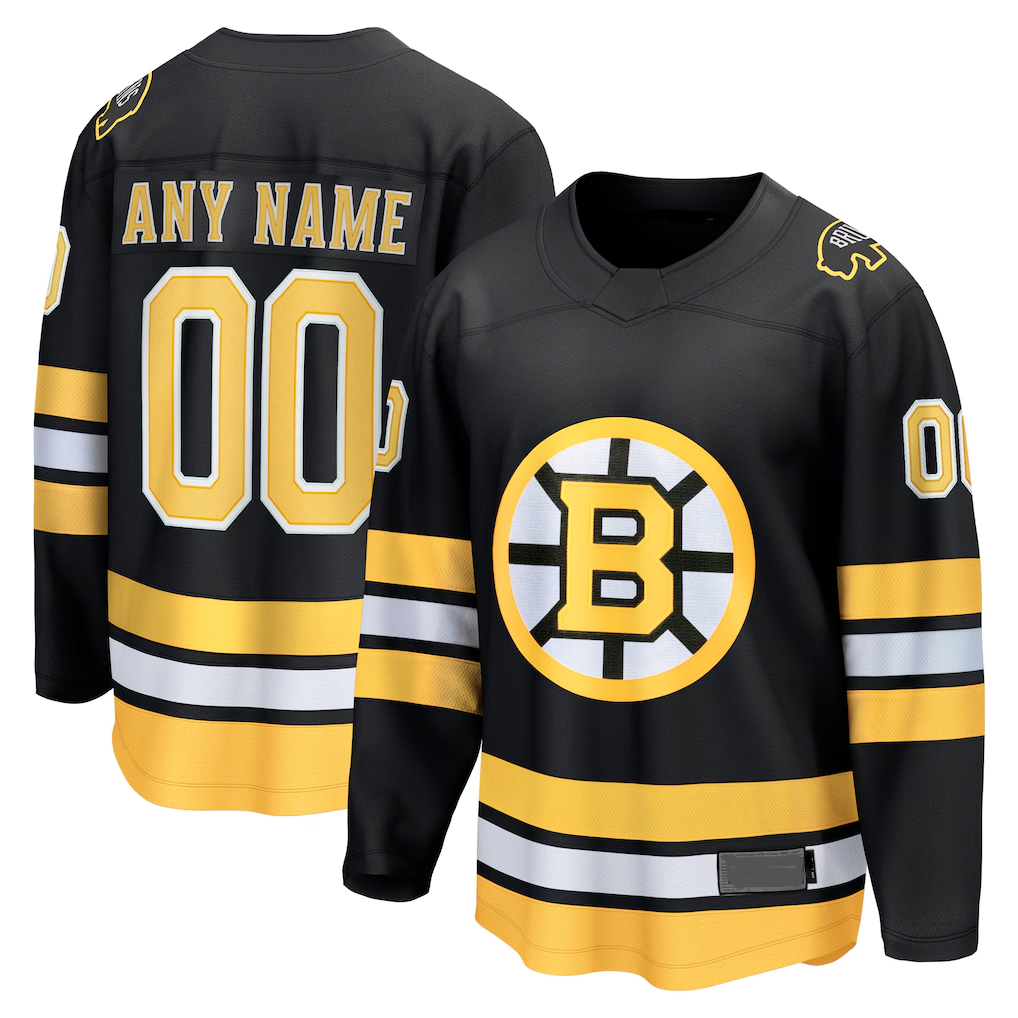 Yuxns Custom B.Bruins Black Home Breakaway Stitched Jerseys